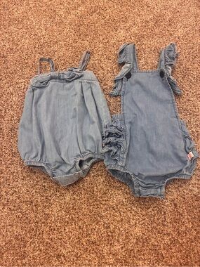 Ruffle Butts Light Blue Denim Bubble Romper Duo